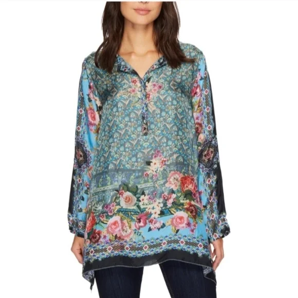 Johnny Was Besino Silk Tunic Top Size:M - Picture 8 of 11